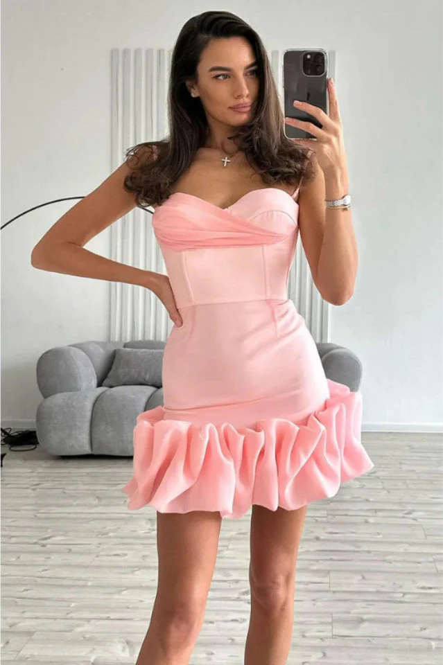Draped Ruffle Mini Bustier Dress - Image 11