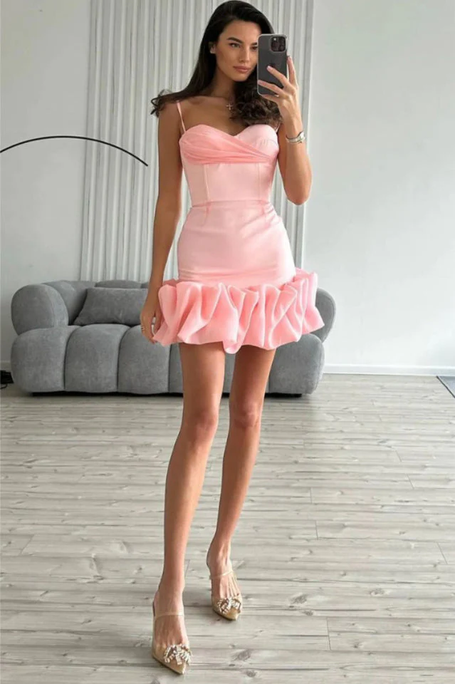 Draped Ruffle Mini Bustier Dress - Image 12