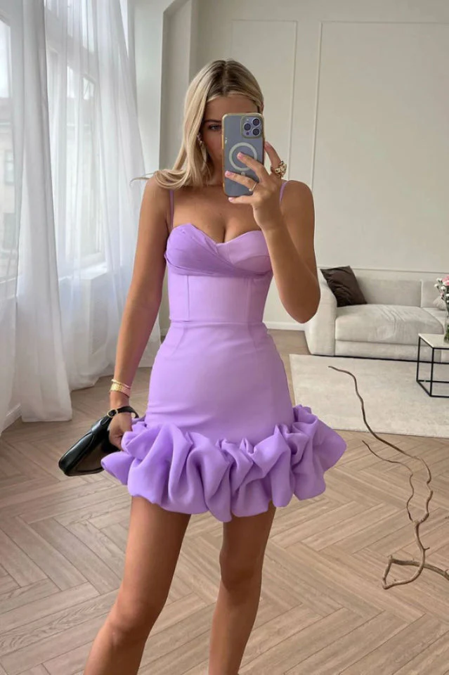 Draped Ruffle Mini Bustier Dress - Image 4