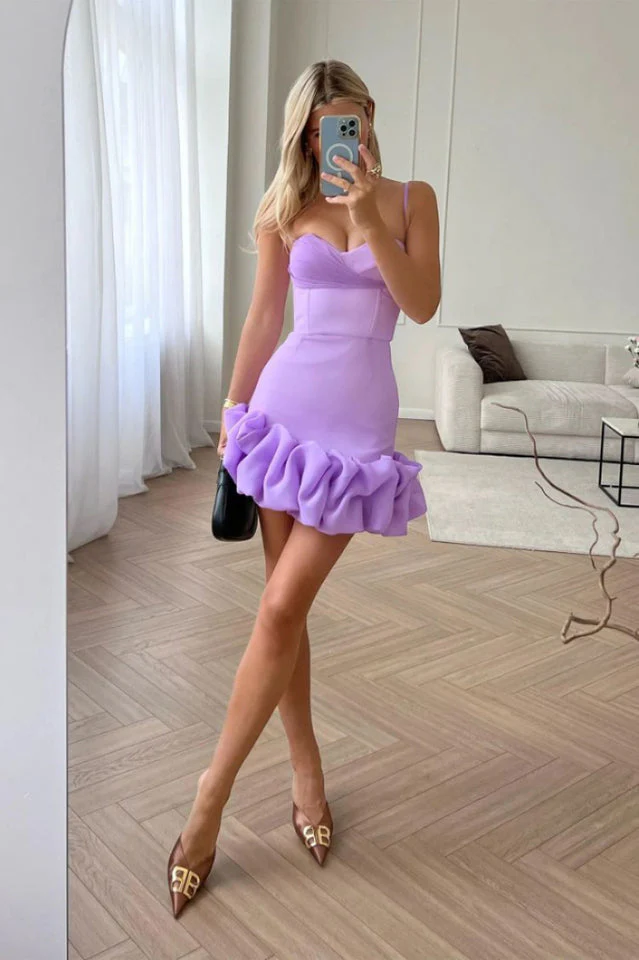 Draped Ruffle Mini Bustier Dress - Image 5