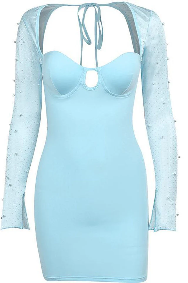 Embellished Long Sleeve Bodycon Dress - Image 10