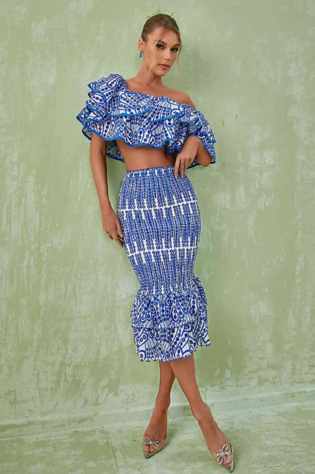 Embroidery Ruffle Blouse + Skirt Set - Image 3
