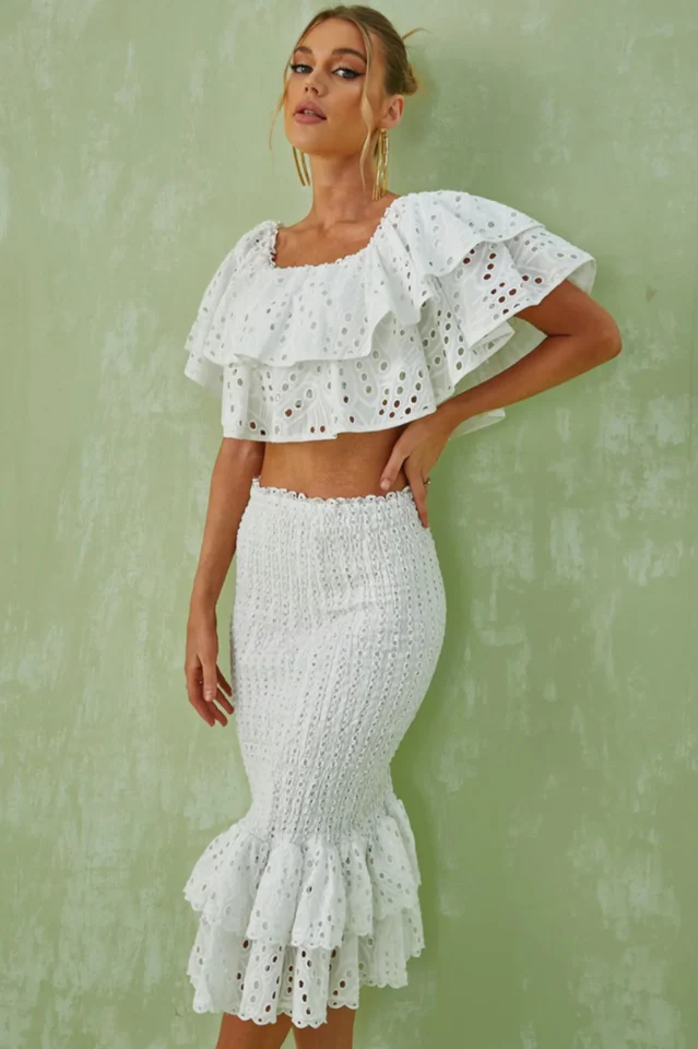 Embroidery Ruffle Blouse + Skirt Set - Image 6