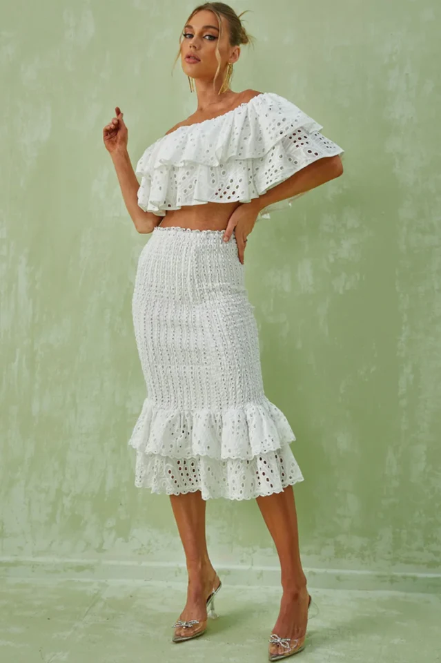Embroidery Ruffle Blouse + Skirt Set - Image 7