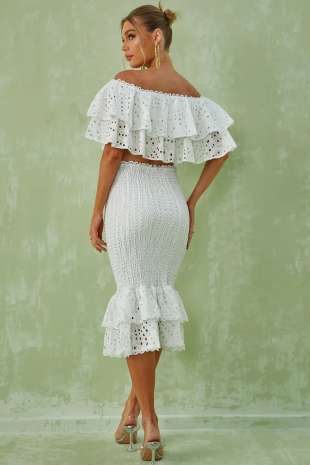 Embroidery Ruffle Blouse + Skirt Set - Image 9