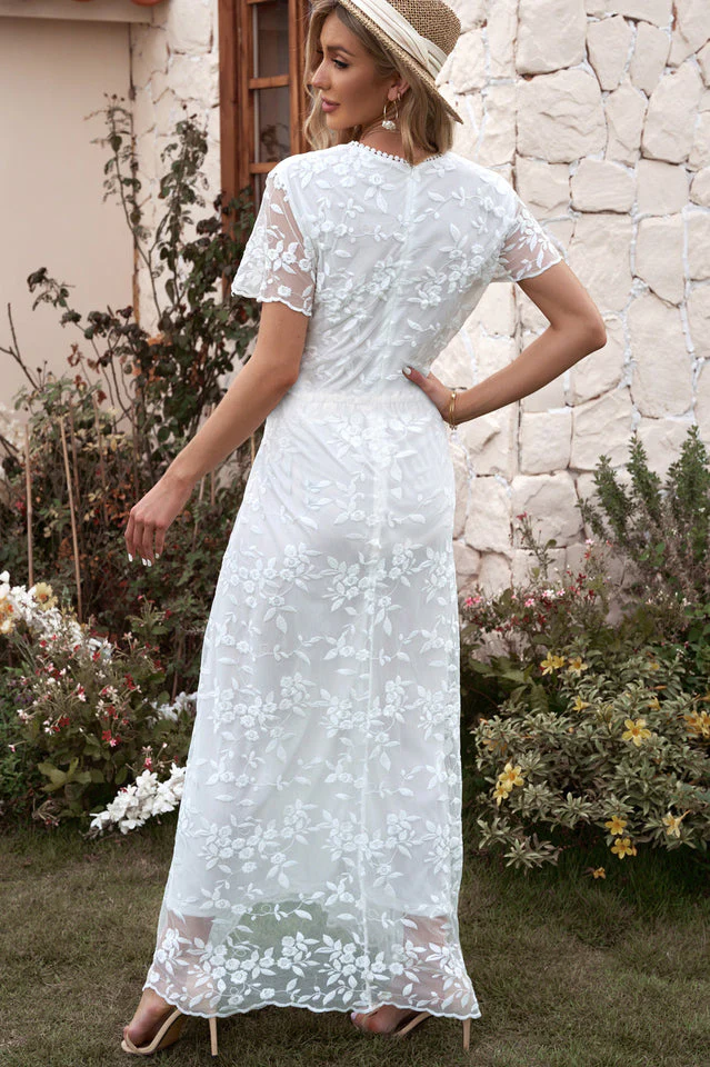 Emma Boho Floral Lace Maxi Dress - Image 3