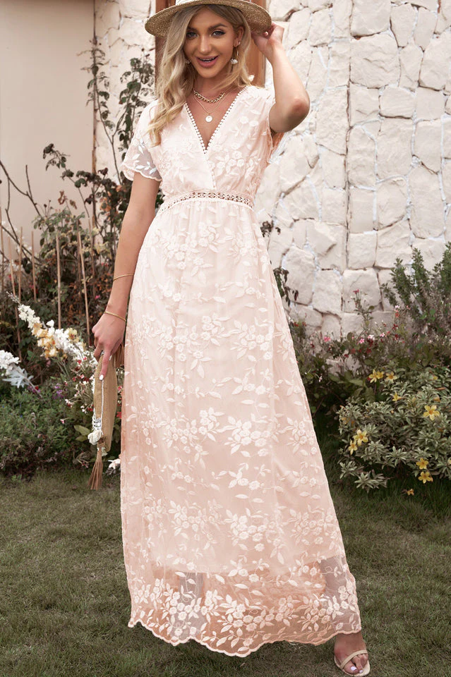 Emma Boho Floral Lace Maxi Dress - Image 4