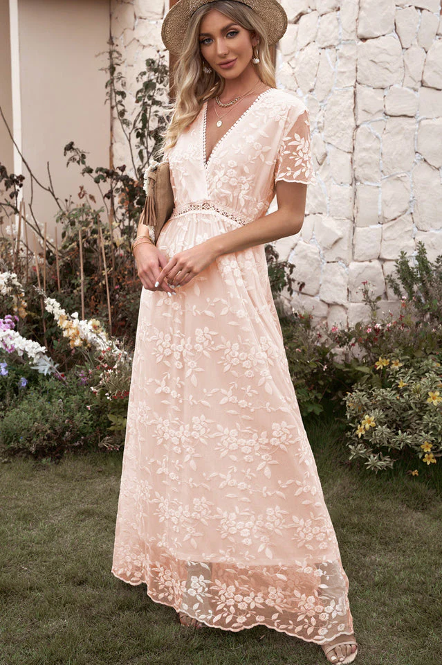 Emma Boho Floral Lace Maxi Dress - Image 5