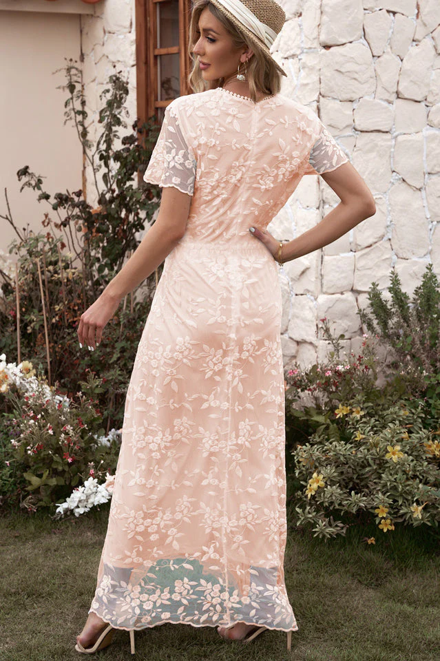 Emma Boho Floral Lace Maxi Dress - Image 6