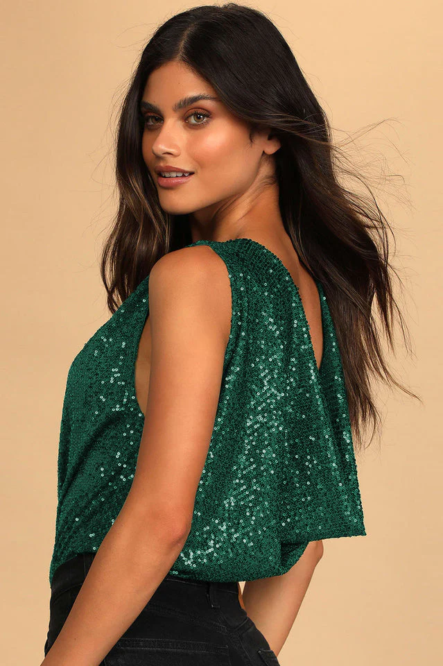 Evening Of Wonder Sequin Cowl Back Bodysuit - Image 20