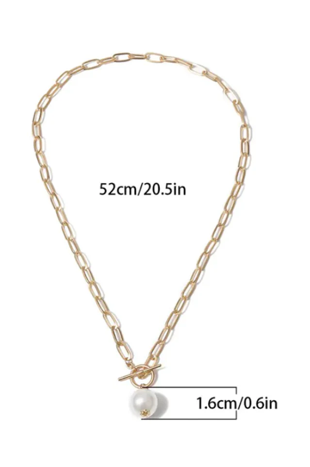 Faux Pearl Pendant Chain Necklace - Image 10