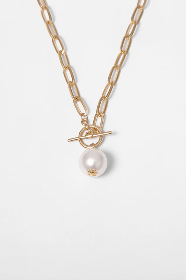 Faux Pearl Pendant Chain Necklace - Image 6