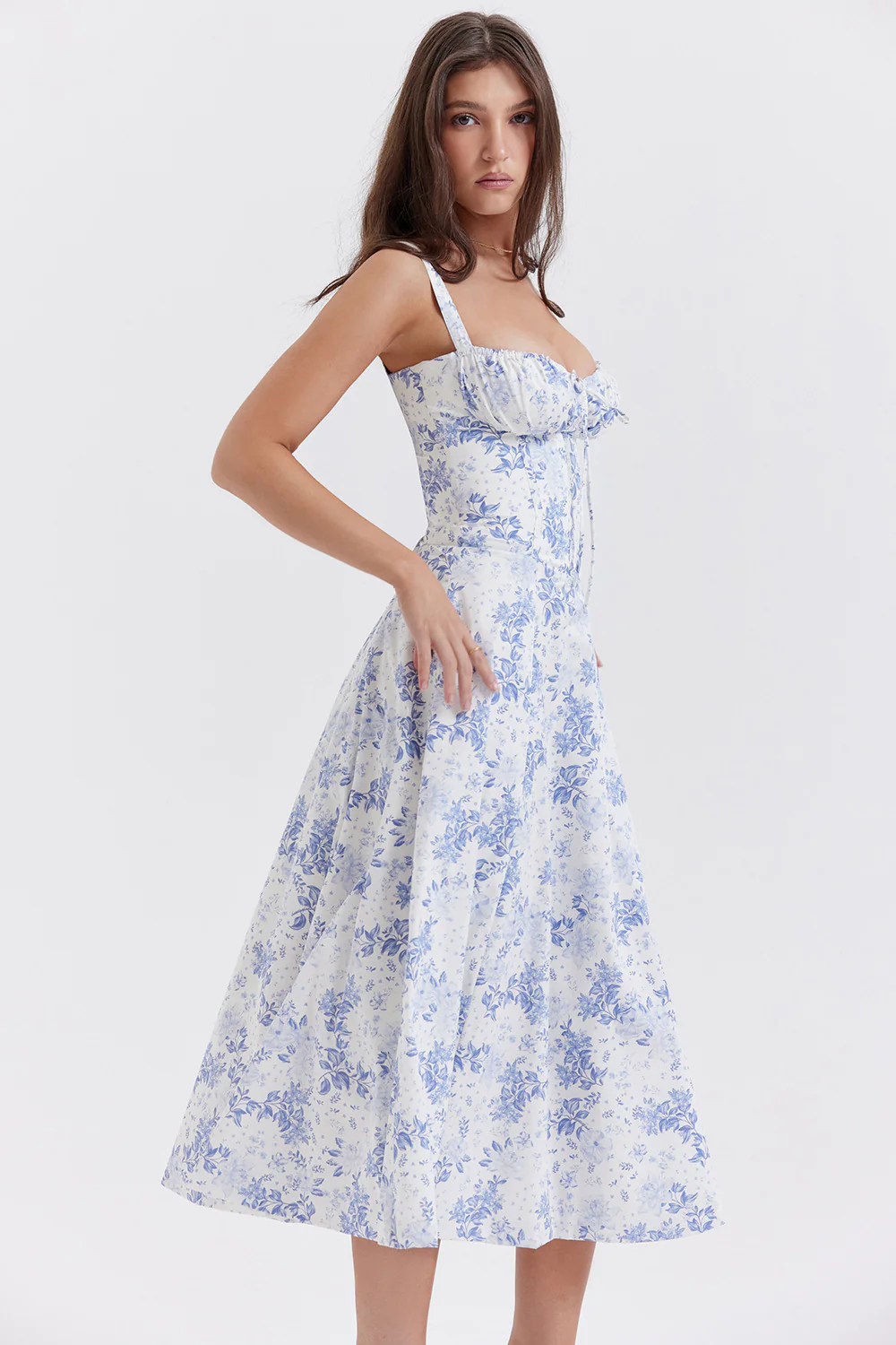 Felizia Blue Print Puff Sleeve Sundress - Image 4