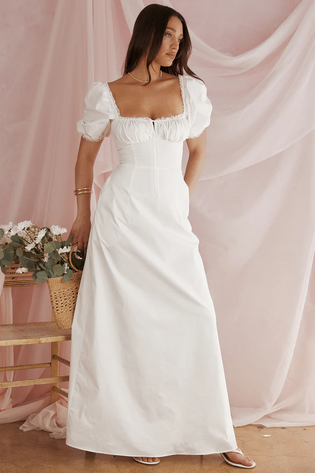 Felizia White Puff Sleeve Sundress - Image 10