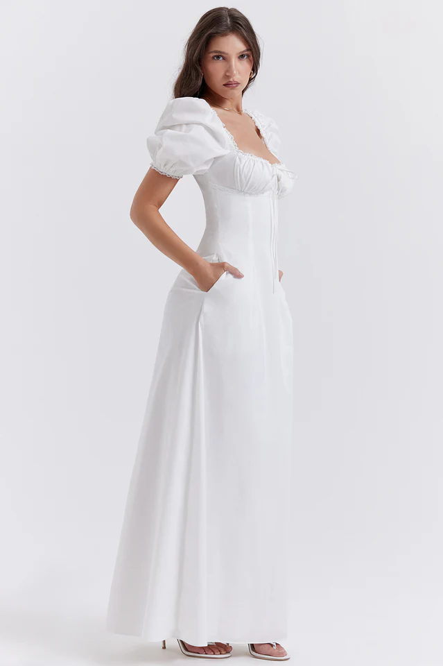 Felizia White Puff Sleeve Sundress - Image 4