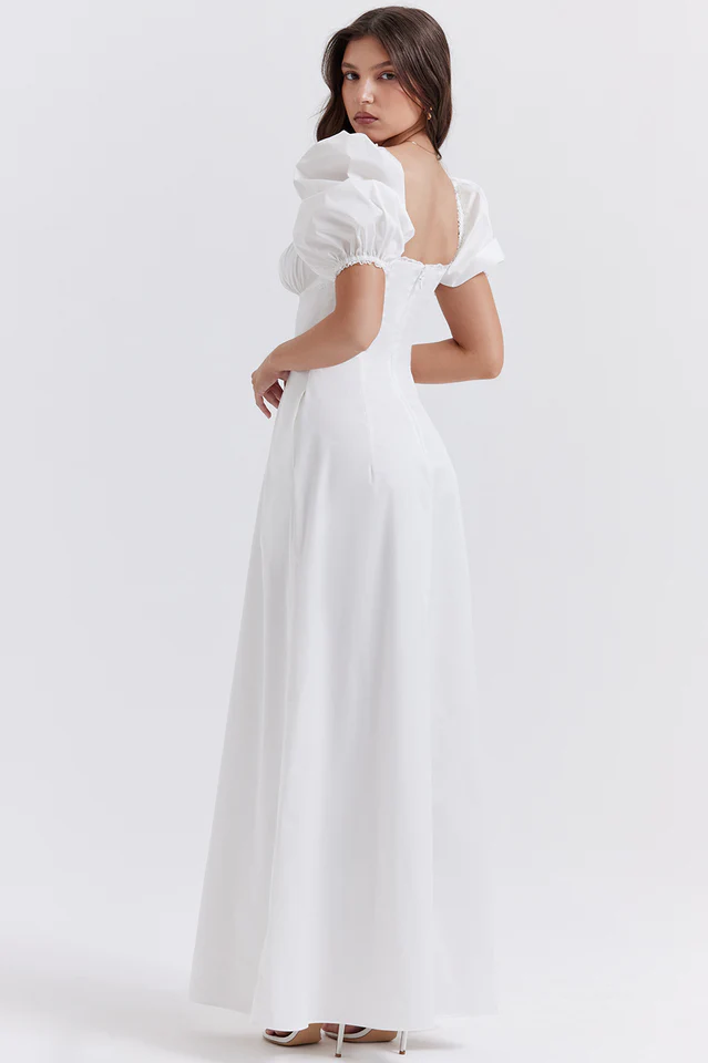 Felizia White Puff Sleeve Sundress - Image 5