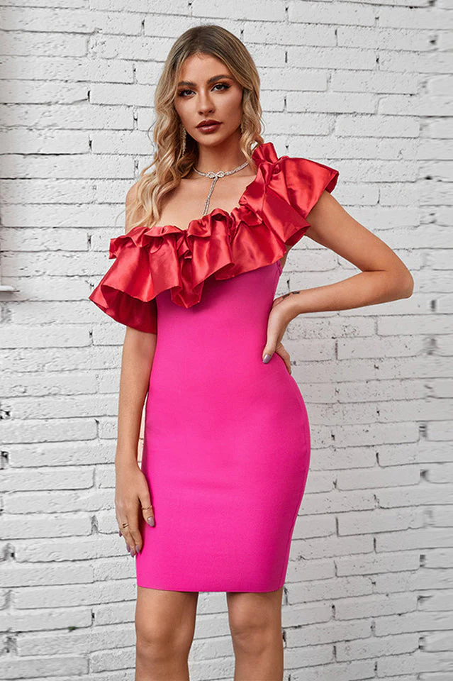 Finley Ruffle One Shoulder Bandage Dress - Image 3