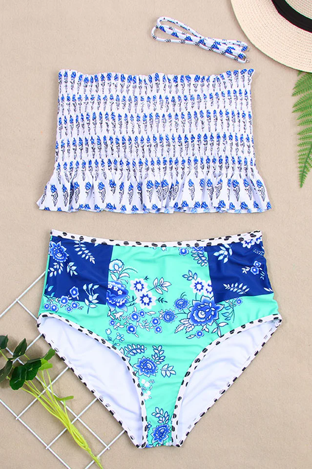 Floral Print High Waist Bikini Set - Image 12