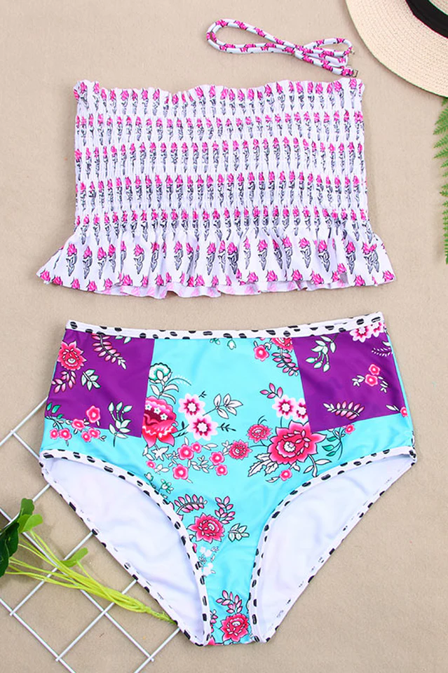 Floral Print High Waist Bikini Set - Image 13