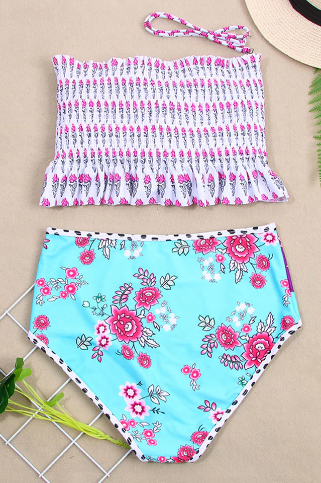 Floral Print High Waist Bikini Set - Image 14