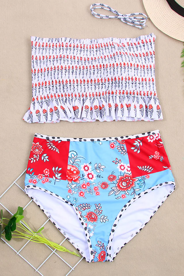 Floral Print High Waist Bikini Set - Image 15