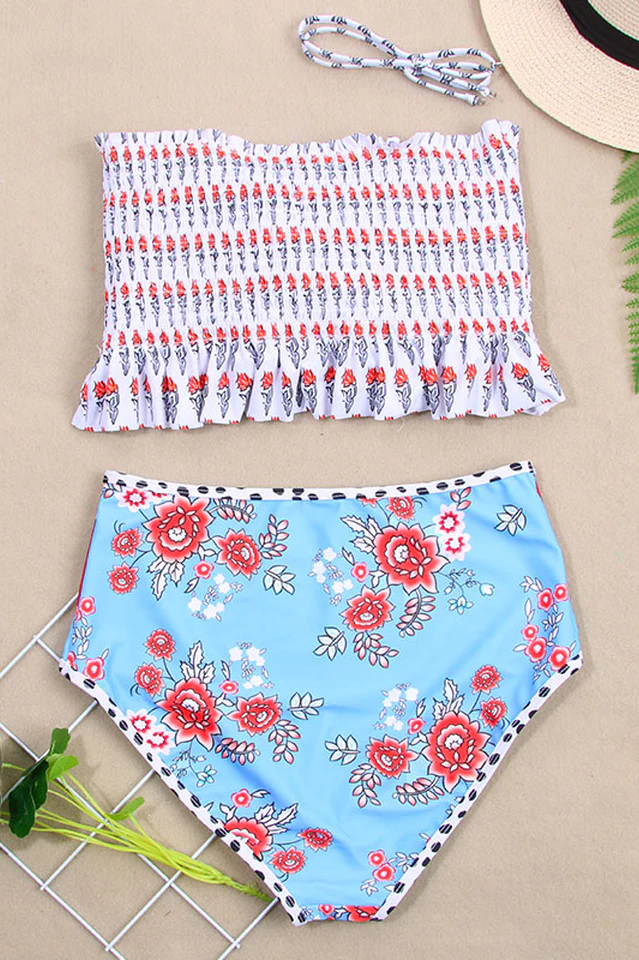 Floral Print High Waist Bikini Set - Image 16