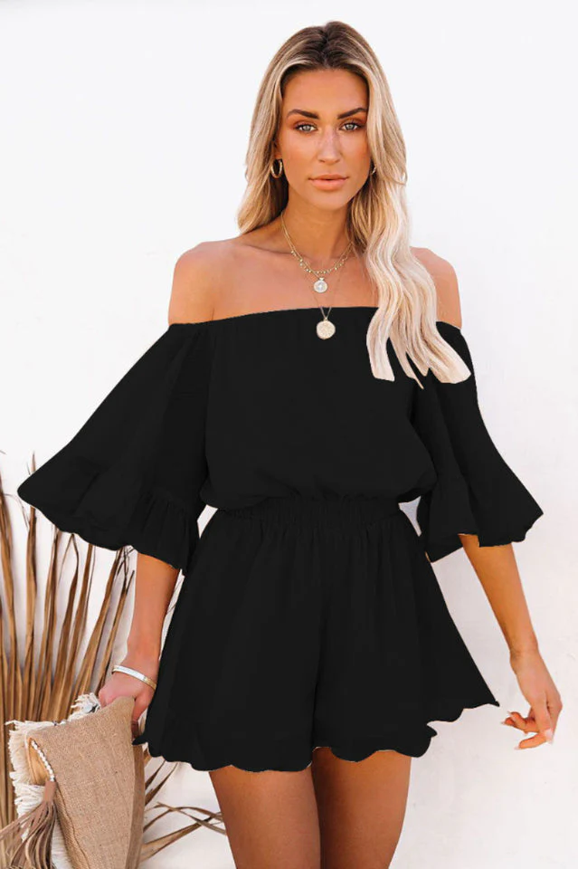 Flounced Sleeve Off Shoulder Romper - Image 15