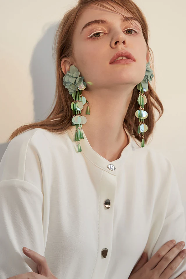 Flower Sequin Earrings - Image 4