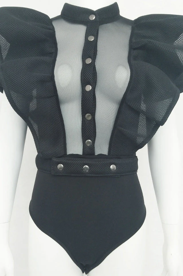 Goth Sissy Party Ruffle Bodysuit - Image 6
