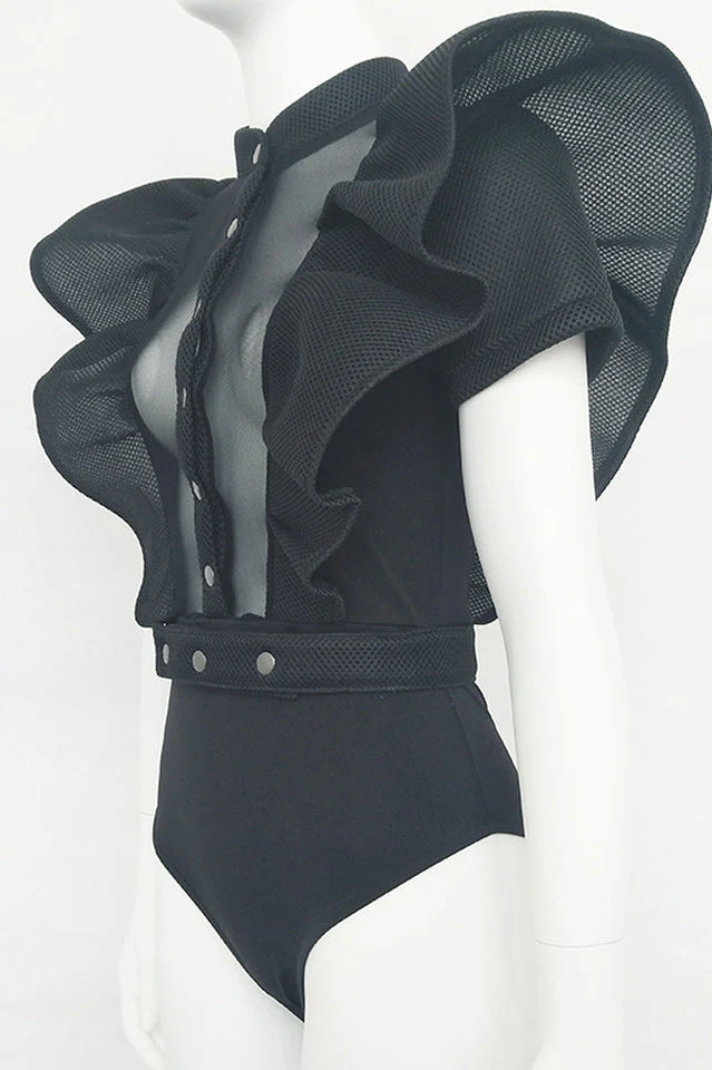 Goth Sissy Party Ruffle Bodysuit - Image 7