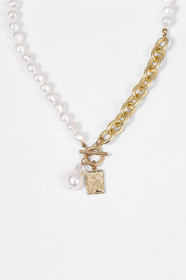 Gothic Baroque Pearl Angel Pendant Choker Necklace - Image 4