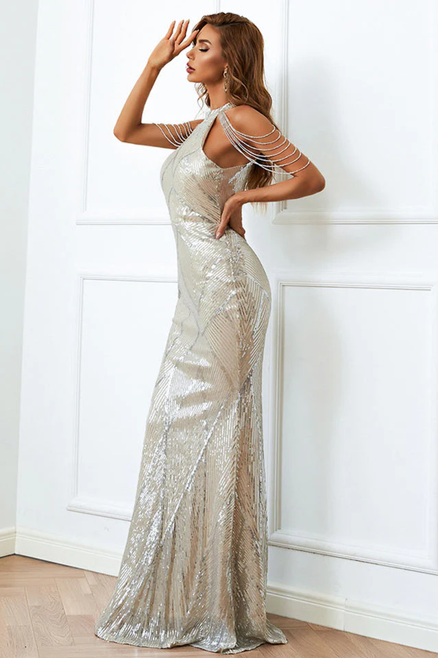 Halter Neck Sequin Mermaid Prom Dress - Image 12