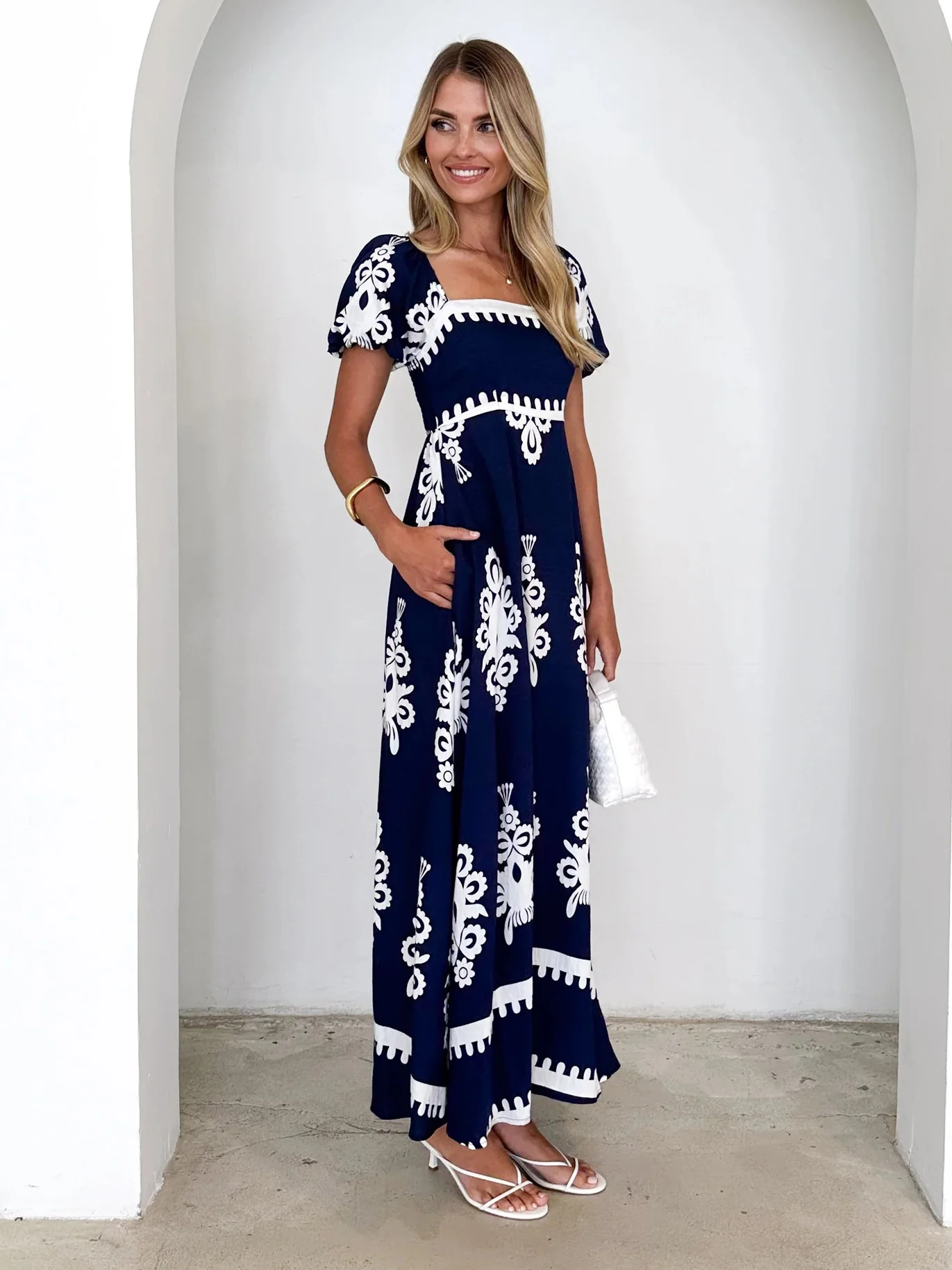 Holiday Style Printed Beach Dress - Image 3