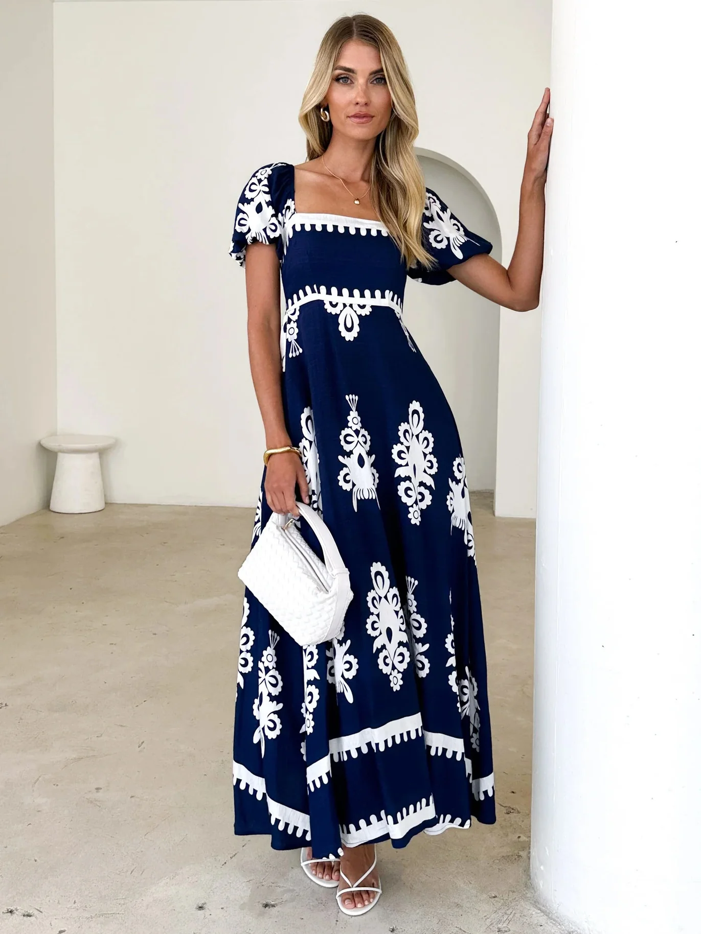 Holiday Style Printed Beach Dress - Image 4