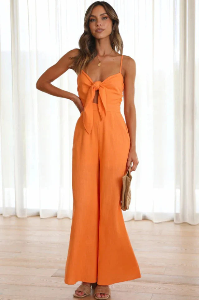 Knot Front Wide Leg Cami Jumpsuit - Image 3