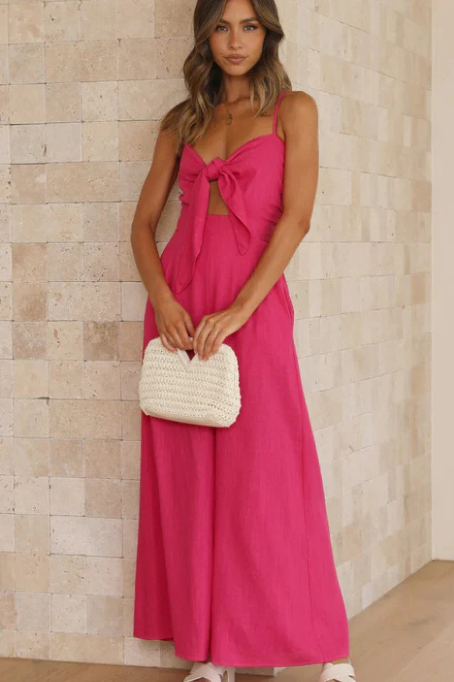 Knot Front Wide Leg Cami Jumpsuit - Image 6