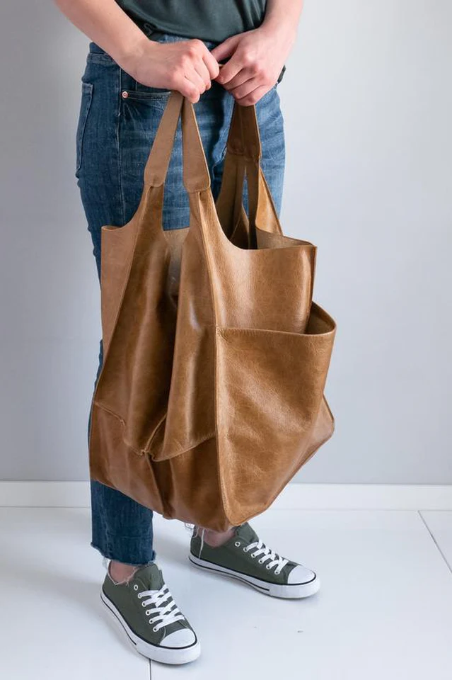 Large Leather Shopping Bag - Image 16