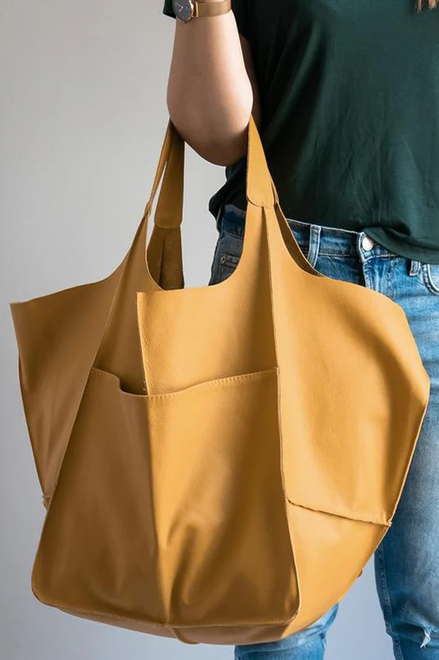 Large Leather Shopping Bag - Image 17