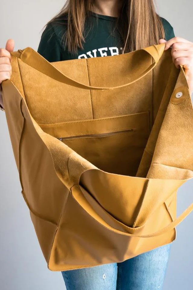 Large Leather Shopping Bag - Image 19