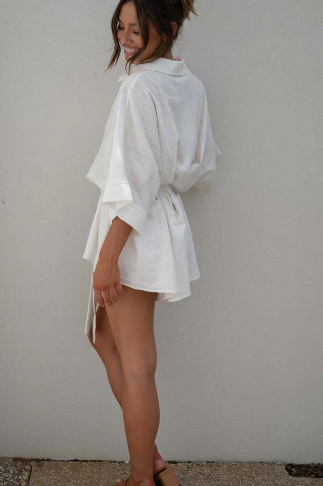 Loose Sleeve Tie Waist Romper - Image 13