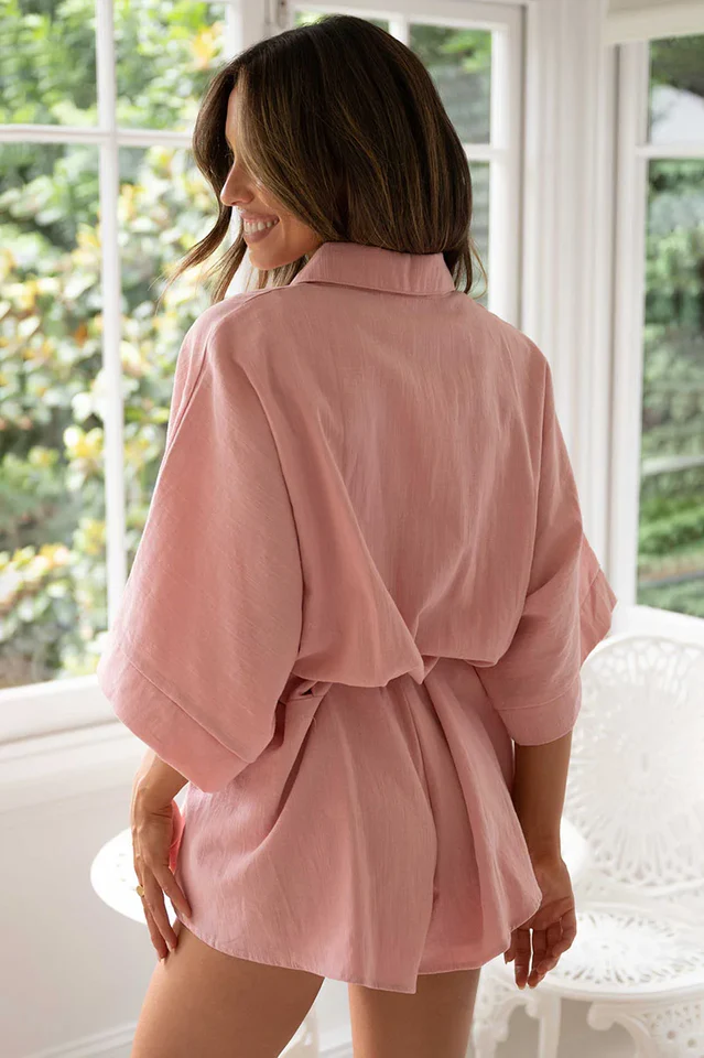 Loose Sleeve Tie Waist Romper - Image 6