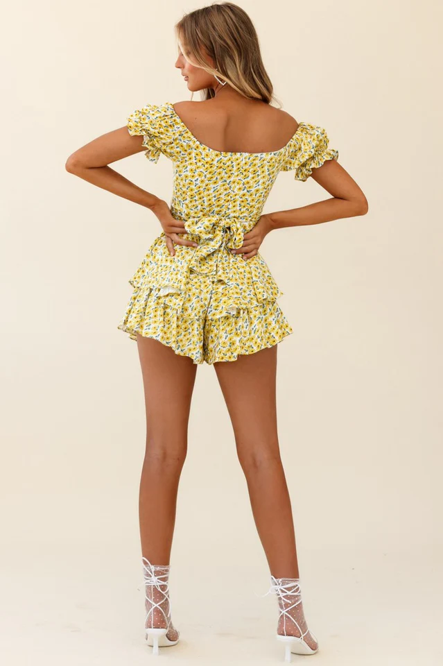 Off Shoulder Tie Back Romper - Image 10