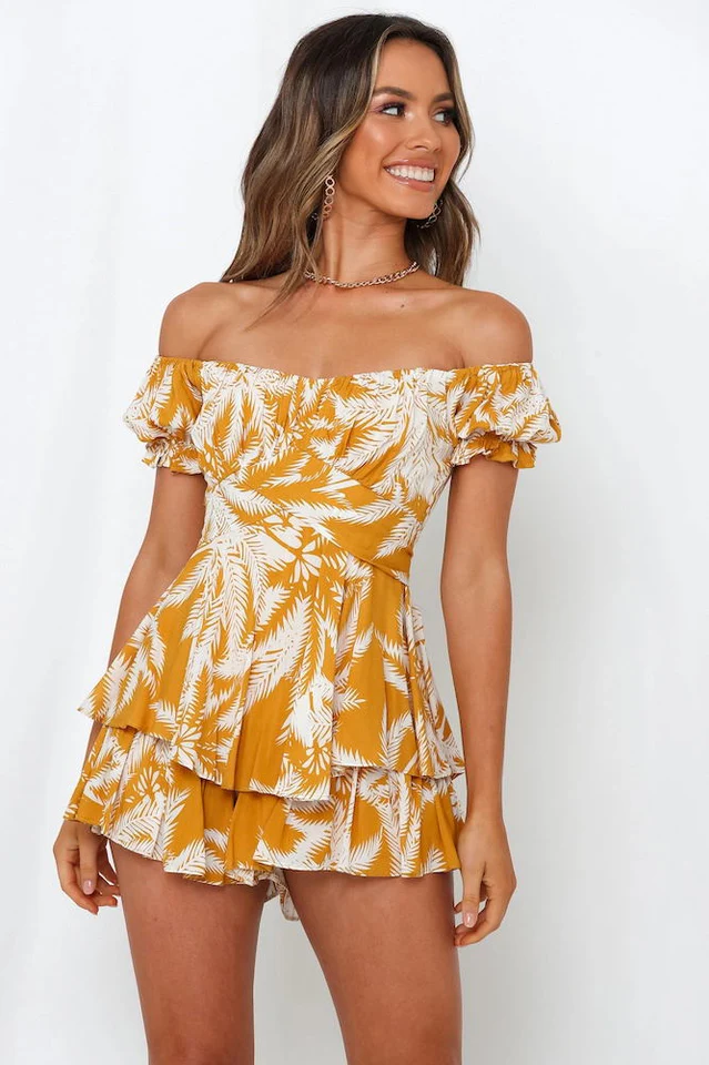 Off Shoulder Tie Back Romper - Image 31