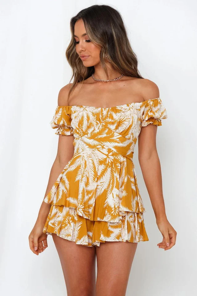Off Shoulder Tie Back Romper - Image 32