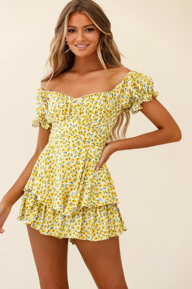 Off Shoulder Tie Back Romper - Image 6