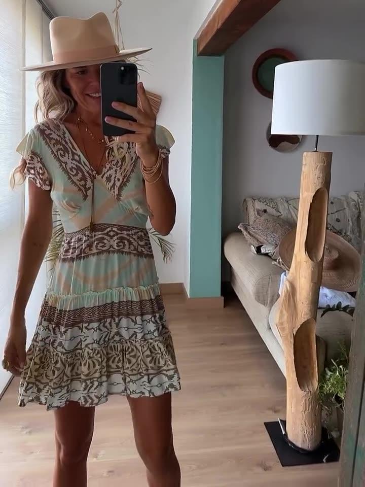 Positioned Print Ruffle Pendant Dress - Image 4