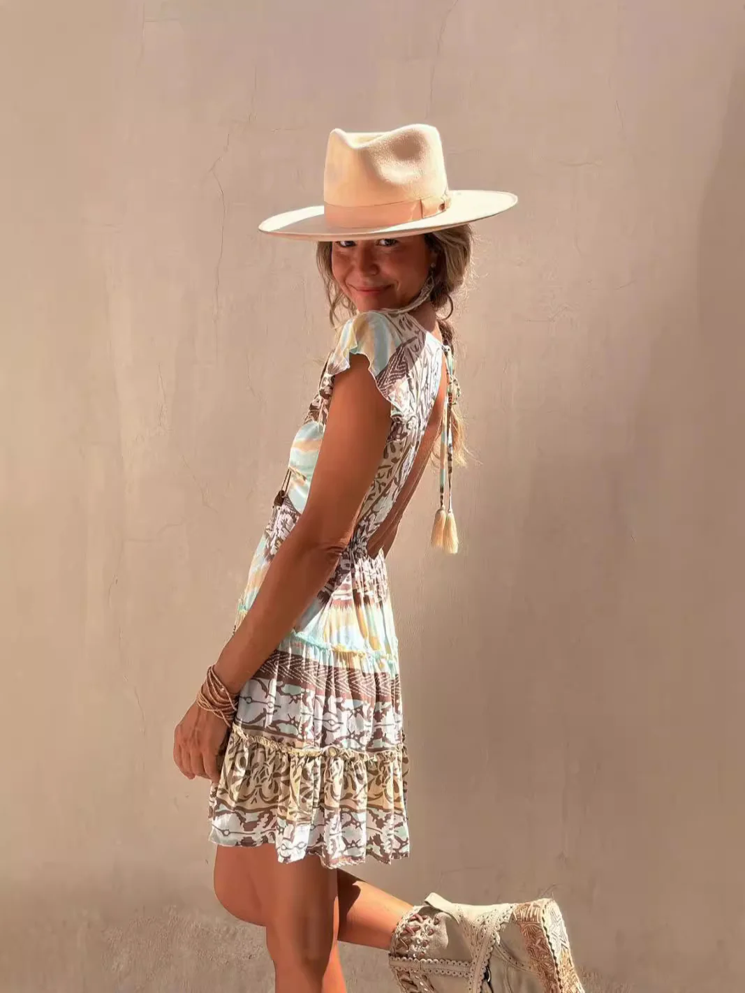 Positioned Print Ruffle Pendant Dress - Image 5