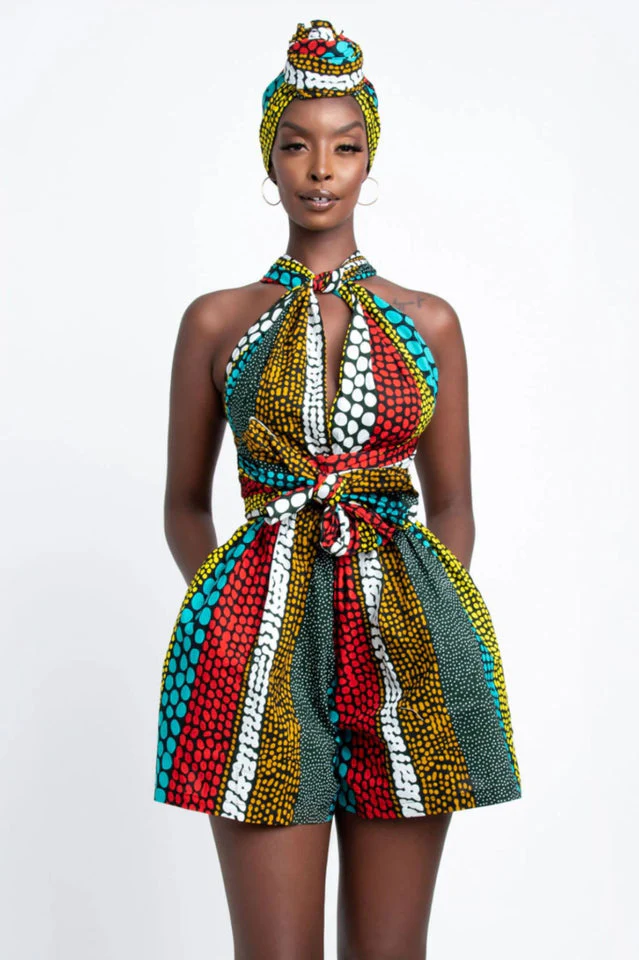 Retro Print Patchwork Romper - Image 11