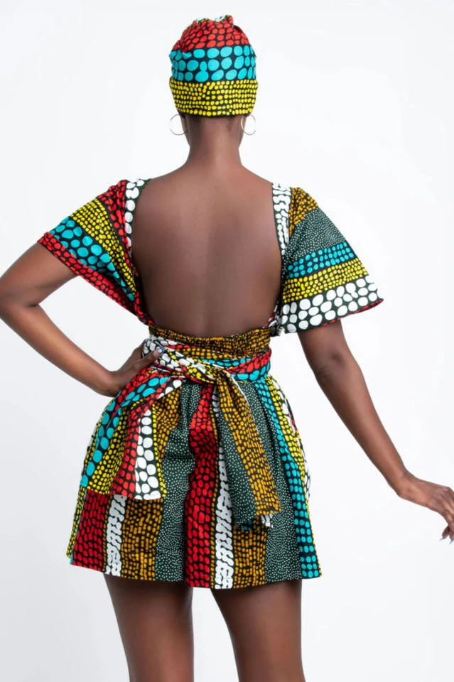 Retro Print Patchwork Romper - Image 12