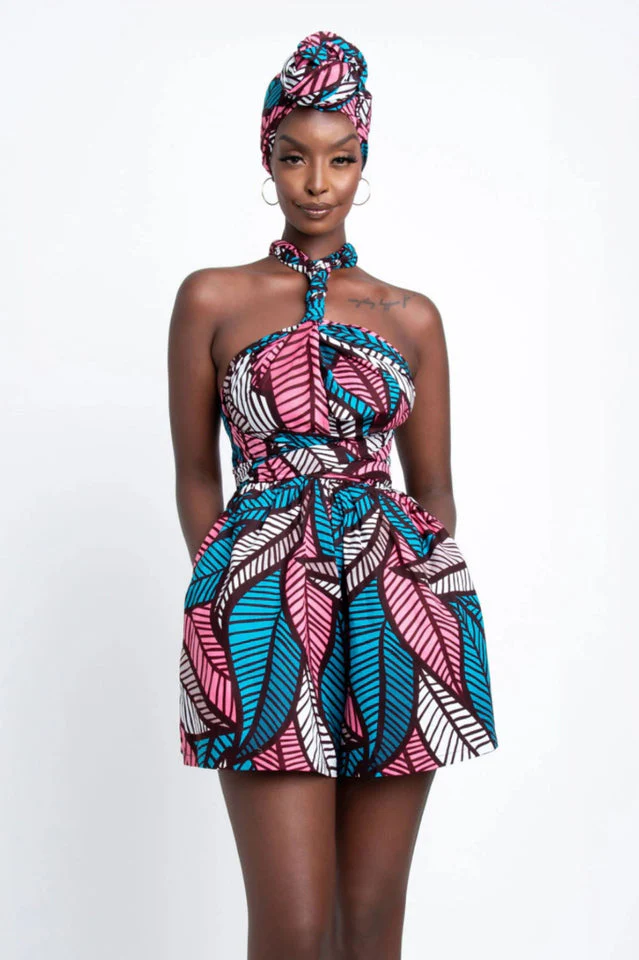 Retro Print Patchwork Romper - Image 6